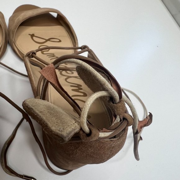 Sam Edelman Serene Block Heel Lace Up Ankle Tie Camel‎ Suede 11 - Picture 11 of 14